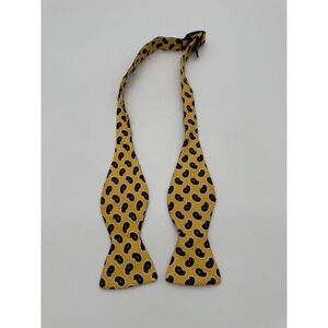 R Hanauer Silk Bow Tie Yellow Paisley Self‎ Tie Adjustable Made in USA Classic